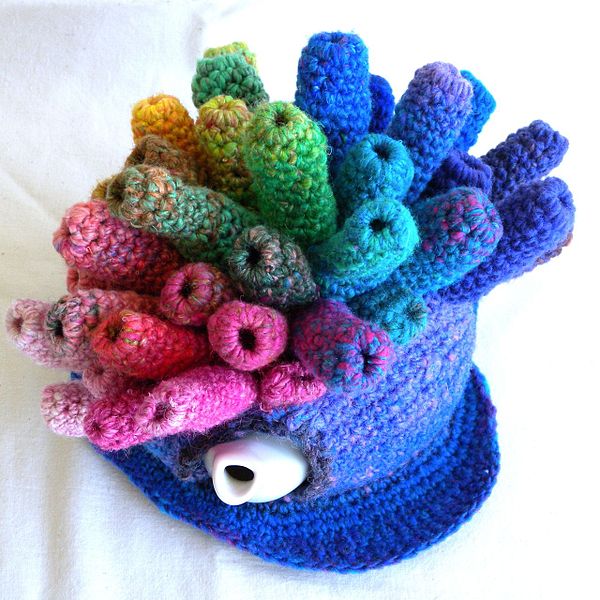 multi colored crochet yarn in a bundle