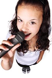 girl with microphone singing
