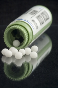 Homeopathic alternative medicine bottle of pills