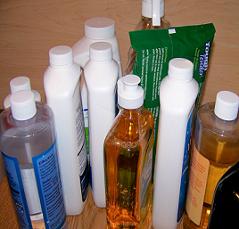 cleaning products bottles