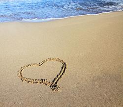 love heart in beach sand