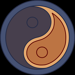 Brown and violet yin yang symbol
