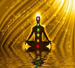 meditating light body with chakras