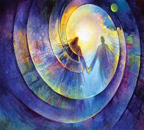 Twin flame soulmate lovers holding hands