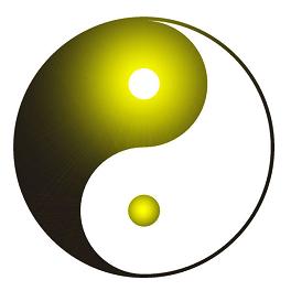 golden glowing yin yang symbol