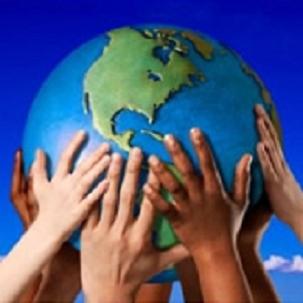 Hands holding up the earth