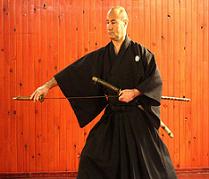 Samourai martial artists with swords