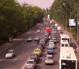 Cars driving on highway in bucharest